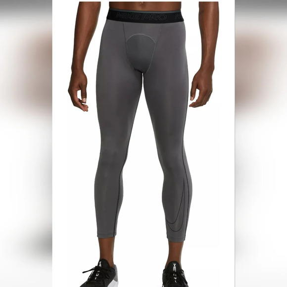Nike pro dri fit mens 3/4 compression tight grey black XXL